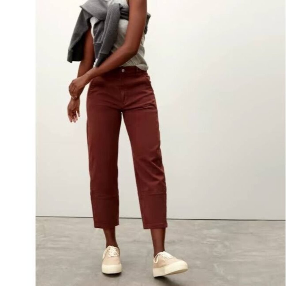 Everlane Utility Barrel Pants Tapered Leg Rosewood Brown Size 8